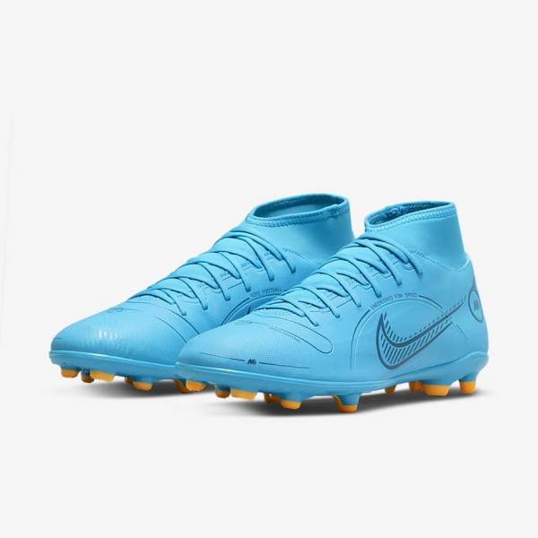 Women's Nike Mercurial Superfly 8 Club MG Multi-Grounds Football Shoes Blue / Orange | NK128FVY