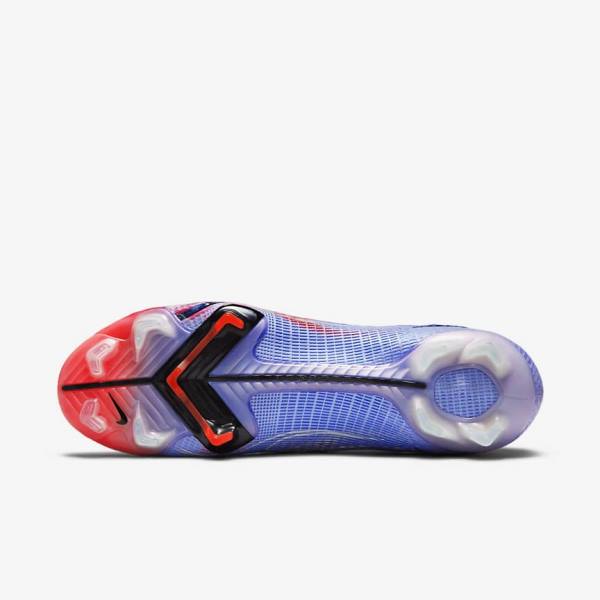 Women's Nike Mercurial Superfly 8 Elite KM FG Firm-Ground Football Shoes Indigo / Light Red / Metal Silver | NK312WBV