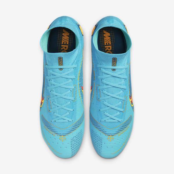 Women's Nike Mercurial Superfly 8 Elite SG-PRO Anti-Clog Traction Soft-Ground Football Shoes Blue / Orange | NK469LFD