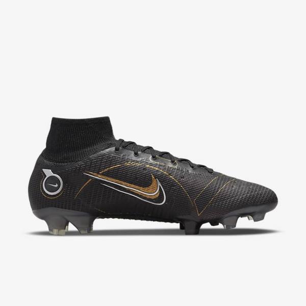 Women's Nike Mercurial Superfly 8 Elite FG Firm-Grounds Football Shoes Black / Metal Silver / Grey / Metal Gold | NK520VZH