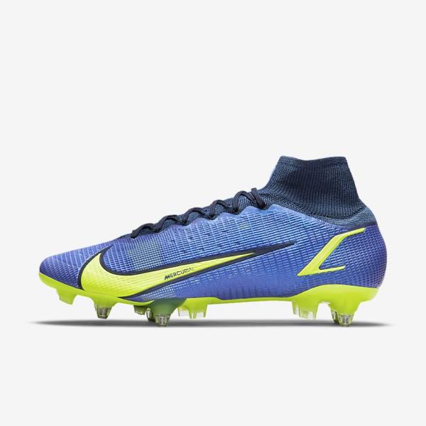 Women\'s Nike Mercurial Superfly 8 Elite SG-Pro AC Soft-Ground Football Shoes Blue | NK986NPM