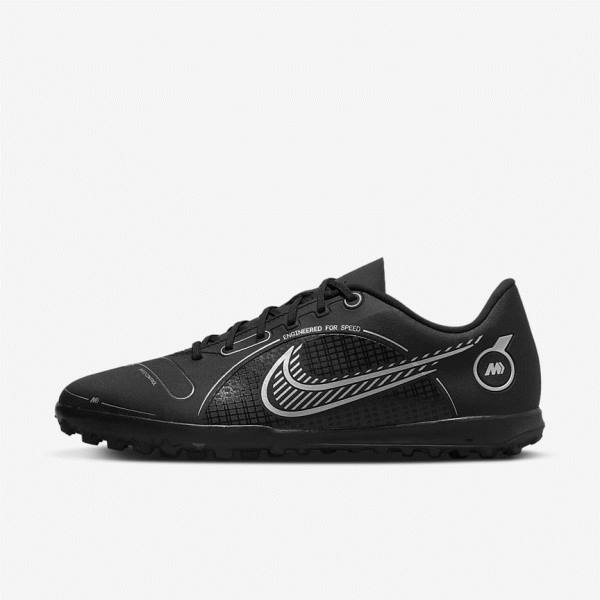 Women\'s Nike Mercurial Vapor 14 Club TF Turf Football Shoes Black / Grey / Metal Silver | NK730ZUK