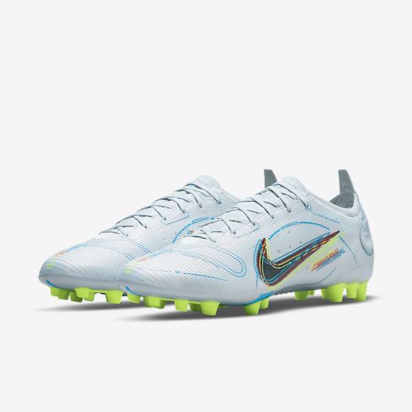 Women's Nike Mercurial Vapor 14 Elite AG Artificial-Grounds Football Shoes Grey / Light Blue / Orange / Blue | NK143LMU