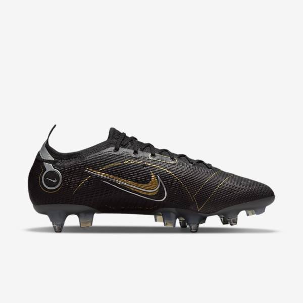 Women's Nike Mercurial Vapor 14 Elite SG-PRO Anti-Clog Traction Soft-Grounds Football Shoes Black / Metal Silver / Grey / Metal Gold | NK672LPJ