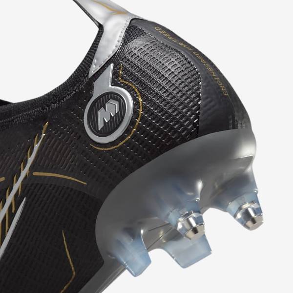 Women's Nike Mercurial Vapor 14 Elite SG-PRO Anti-Clog Traction Soft-Grounds Football Shoes Black / Metal Silver / Grey / Metal Gold | NK672LPJ