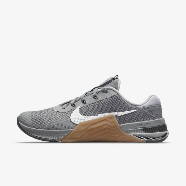 Women\'s Nike Metcon 7 Training Shoes Grey / Brown / Dark Grey / White | NK981AEH