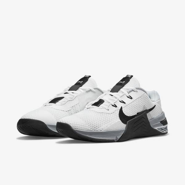 Women's Nike Metcon 7 Training Shoes White / Grey / Platinum / Black | NK639BUC