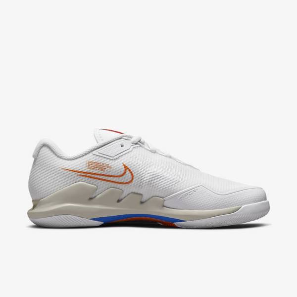 Women's Nike NikeCourt Air Zoom Vapor Pro Hard-Court Tennis Shoes White / Light Beige / Blue | NK926JSV