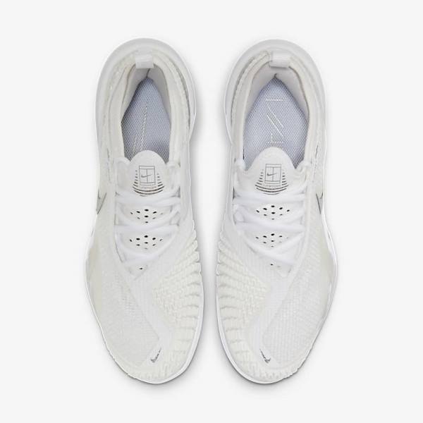 Women's Nike NikeCourt React Vapor NXT Hard Court Tennis Shoes White / Grey / Metal Silver | NK820YFV