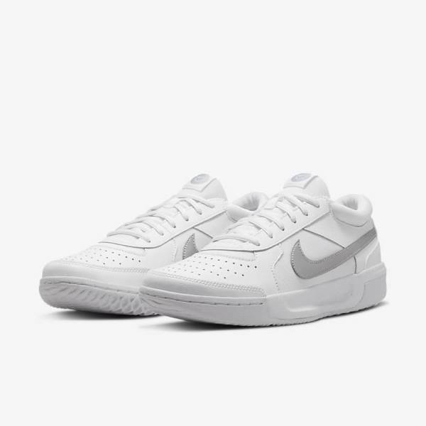 Women's Nike NikeCourt Zoom Lite 3 Tennis Shoes White / Metal Silver | NK582DJR