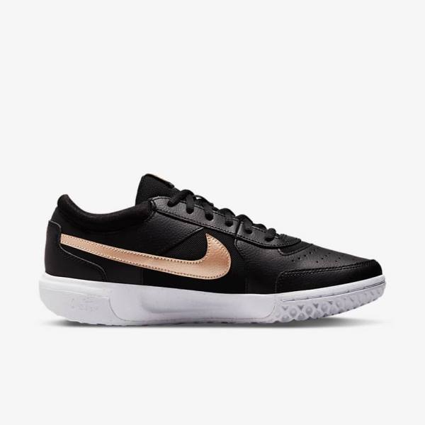 Women's Nike NikeCourt Zoom Lite 3 Tennis Shoes Black / White / Metal Red Brown | NK691UYB