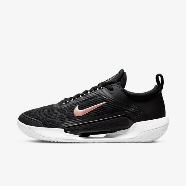 Women\'s Nike NikeCourt Zoom NXT Hard Court Tennis Shoes Black / White / Metal Red Brown | NK104LOH