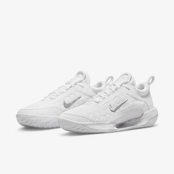 Women's Nike NikeCourt Zoom NXT Hard Court Tennis Shoes White / Grey / Metal Silver | NK512PNU