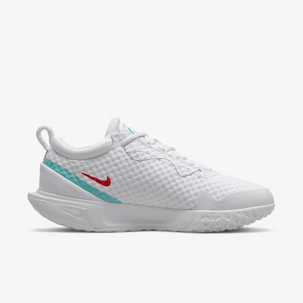 Women's Nike NikeCourt Zoom Pro Hard Court Tennis Shoes White / Red / Burgundy / Turquoise | NK317IGN