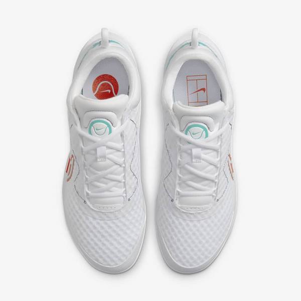 Women's Nike NikeCourt Zoom Pro Hard Court Tennis Shoes White / Red / Burgundy / Turquoise | NK317IGN