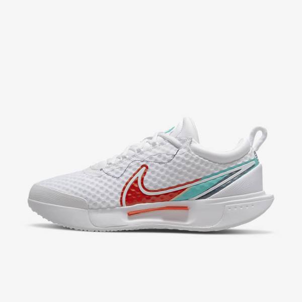 Women\'s Nike NikeCourt Zoom Pro Hard Court Tennis Shoes White / Red / Burgundy / Turquoise | NK317IGN