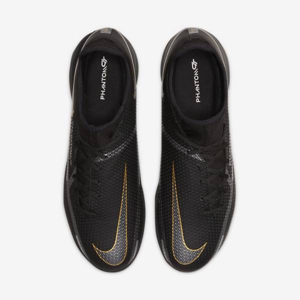 Women's Nike Phantom GT2 Academy Dynamic Fit IC Indoor Court Football Shoes Black / Metal Gold / Dark Grey / Metal Dark Grey | NK024XVK