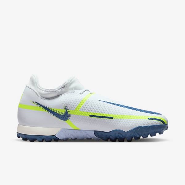 Women's Nike Phantom GT2 Academy Dynamic Fit TF Turf Football Shoes Grey / Light Blue / Dark Blue | NK243KYS