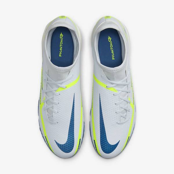 Women's Nike Phantom GT2 Academy Dynamic Fit TF Turf Football Shoes Grey / Light Blue / Dark Blue | NK243KYS