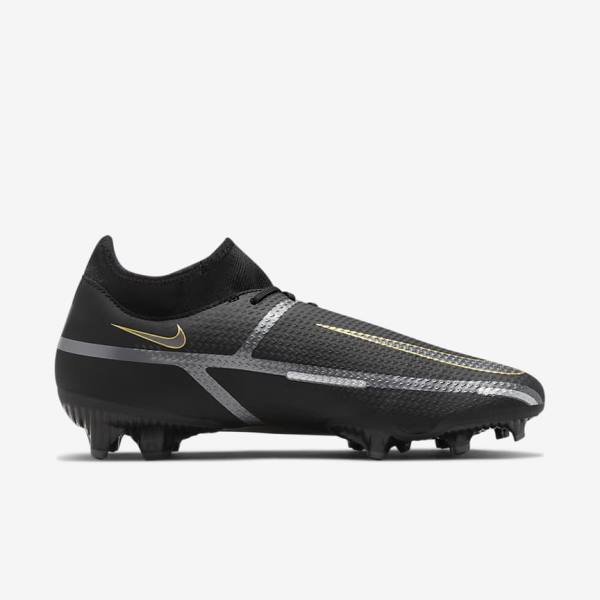 Women's Nike Phantom GT2 Academy Dynamic Fit MG Multi-Ground Football Shoes Black / Metal Gold / Dark Grey / Metal Dark Grey | NK687AZL