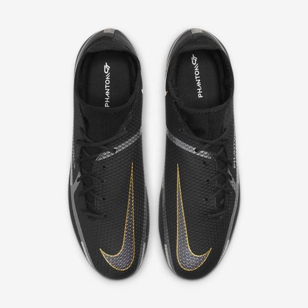 Women's Nike Phantom GT2 Academy Dynamic Fit MG Multi-Ground Football Shoes Black / Metal Gold / Dark Grey / Metal Dark Grey | NK687AZL