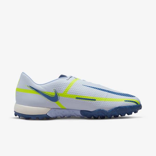 Women's Nike Phantom GT2 Academy TF Turf Football Shoes Grey / Light Blue / Dark Blue | NK587GNT