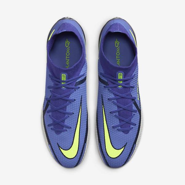 Women's Nike Phantom GT2 Dynamic Fit Elite FG Firm-Ground Football Shoes Blue / Grey | NK023UNA