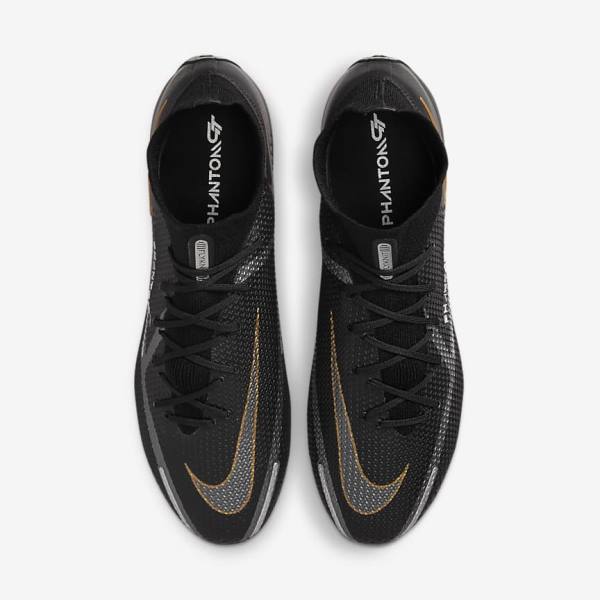 Women's Nike Phantom GT2 Dynamic Fit Elite AG-Pro Artificial-Grass Football Shoes Black / Metal Gold / Metal Silver / Metal Dark Grey | NK582ZXS