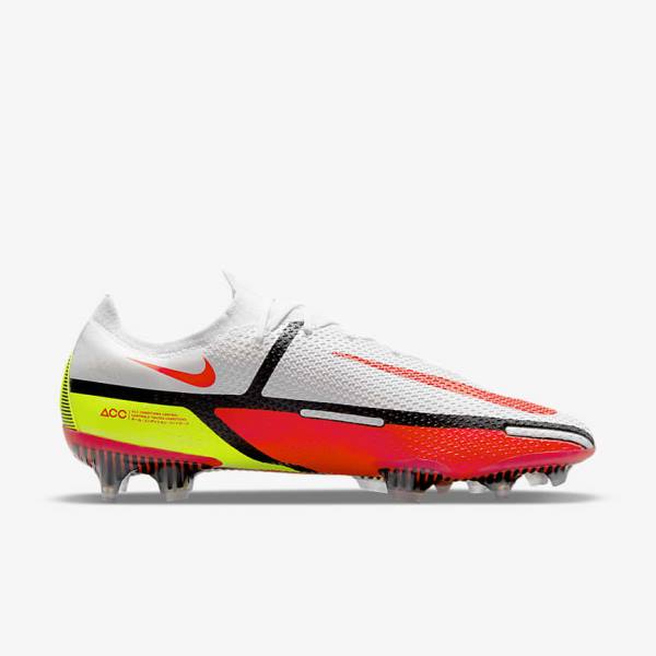 Women's Nike Phantom GT2 Elite FG Firm-Ground Football Shoes White / Black / Light Red | NK139YST