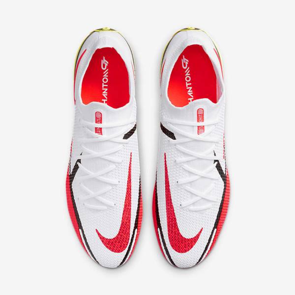 Women's Nike Phantom GT2 Elite FG Firm-Ground Football Shoes White / Black / Light Red | NK139YST