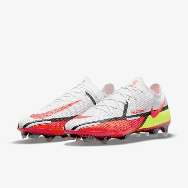 Women's Nike Phantom GT2 Elite FG Firm-Ground Football Shoes White / Black / Light Red | NK139YST