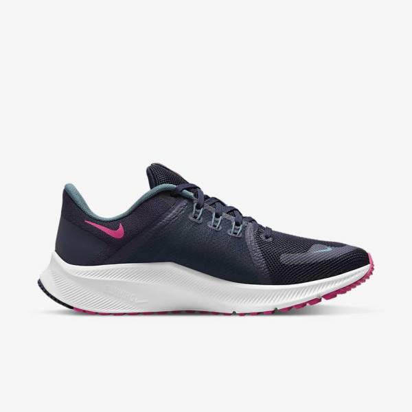 Women's Nike Quest 4 Road Running Shoes Blue / Grey Green / White / Pink | NK543HVS