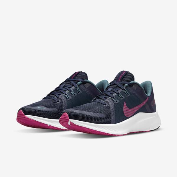 Women's Nike Quest 4 Road Running Shoes Blue / Grey Green / White / Pink | NK543HVS