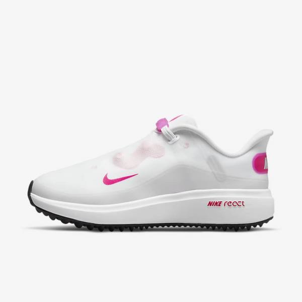 Women\'s Nike React Ace Tour Golf Shoes White / Black / Pink | NK065OHF