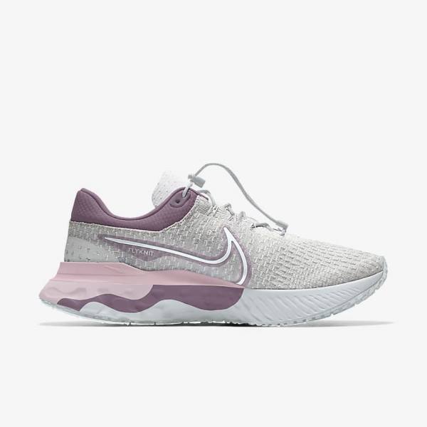 Women's Nike React Infinity Run 3 By You Custom Road Running Shoes Grey / Platinum / Grey | NK675RME