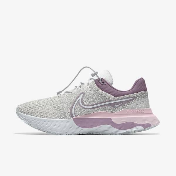 Women\'s Nike React Infinity Run 3 By You Custom Road Running Shoes Grey / Platinum / Grey | NK675RME