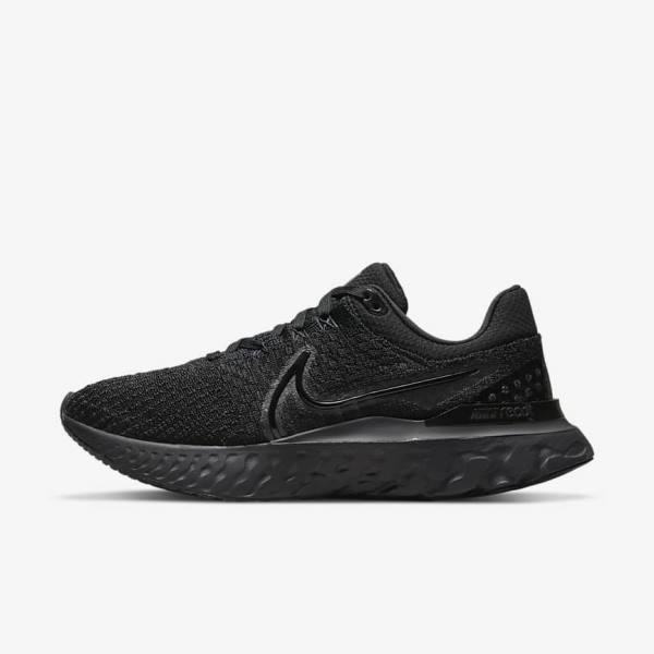 Women\'s Nike React Infinity Run Flyknit 3 Road Running Shoes Black | NK429ECD