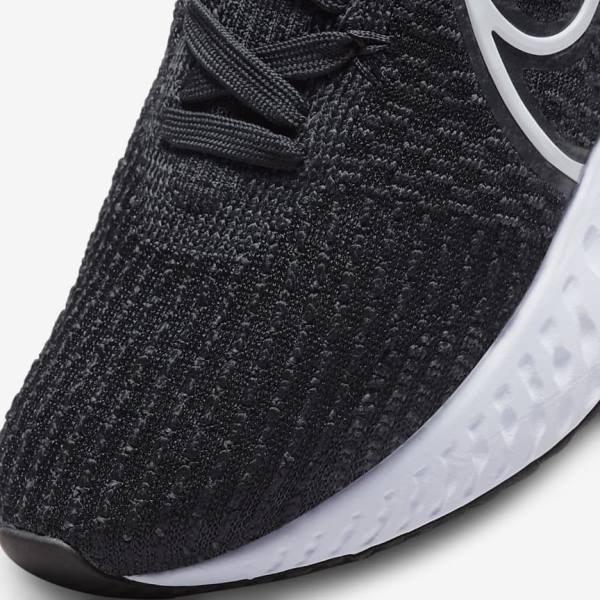 Women's Nike React Infinity Run Flyknit 3 Road Running Shoes Black / White | NK583DCR