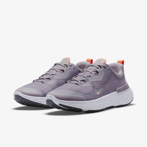 Women's Nike React Miler 2 Shield Weatherised Road Running Shoes Grey / Orange / Purple | NK839QPE