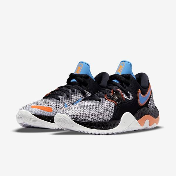 Women's Nike Renew Elevate 2 Basketball Shoes Black / White / Orange / Light Blue | NK462WNC