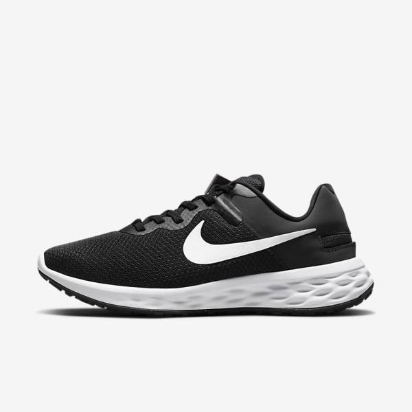 Women\'s Nike Revolution 6 FlyEase Next Nature Easy On-Off Road Running Shoes Black / Dark Grey / White | NK124ZKQ