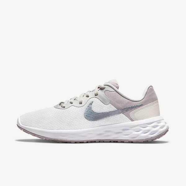 Women\'s Nike Revolution 6 Next Nature Premium Road Running Shoes White / Grey | NK695XUJ