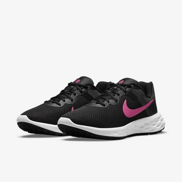 Women's Nike Revolution 6 Next Nature Road Running Shoes Black / Grey / Pink | NK623XBM