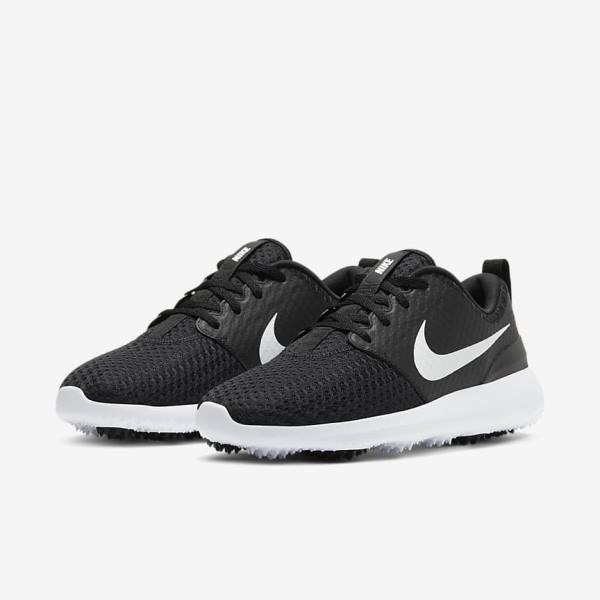 Women's Nike Roshe G Golf Shoes Black / White / Metal White | NK582WDP