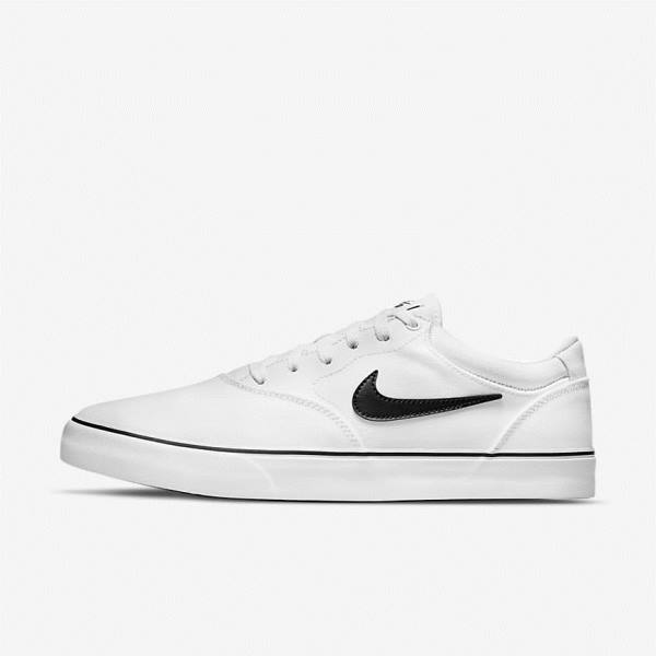 Women\'s Nike SB Chron 2 Canvas Skate Shoes White / Black | NK572KNY