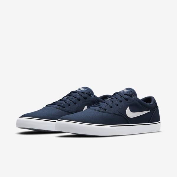 Women's Nike SB Chron 2 Canvas Skate Shoes Navy / Navy / Black / White | NK903QEC