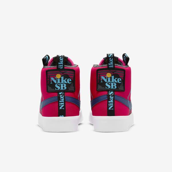 Women's Nike SB Zoom Blazer Mid Premium Sneakers Pink / Blue / Royal Blue | NK043CGS