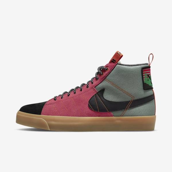 Women\'s Nike SB Zoom Blazer Mid Premium Skate Shoes White / Brown / Black | NK265DSZ