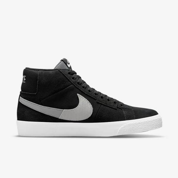 Women's Nike SB Zoom Blazer Mid Premium Skate Shoes Black / Grey / White | NK604KEG