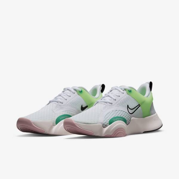 Women's Nike SuperRep Go 2 Training Shoes White / Green / Light Pink / Black | NK041LCD